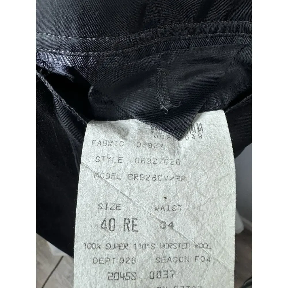 Brooks Brothers Mens Charcoal Gray Pinstripe 2 Piece Suit 40R Pant 35/29